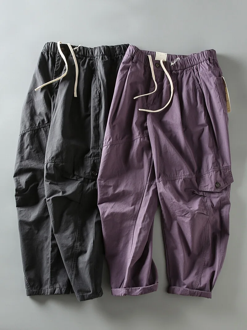 

Весенне-осенние хлопковые рабочие брюки для мужчин: свободные, широкие, конусообразные, с множеством карманов, модные, для лесозаготовительных работ