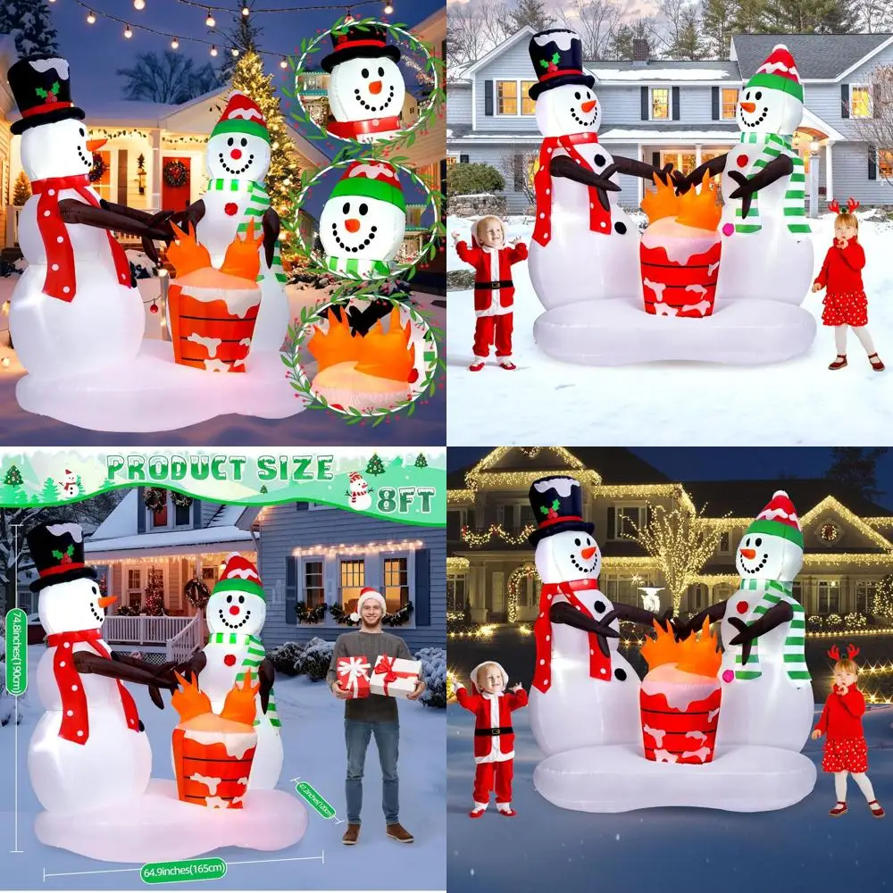 

8-Foot Tall Inflatable Snowman with Fire LED Lights Outdoor Christmas Yard Decoration