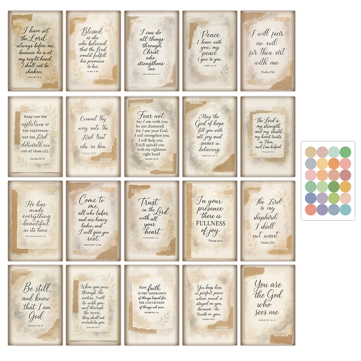 20 cartes postales inspirantes avec versets bibliques, cartes décoratives murales, journal d'encouragement et de prière, outils de dévotion quotidienne, cadeau pour les croyants
