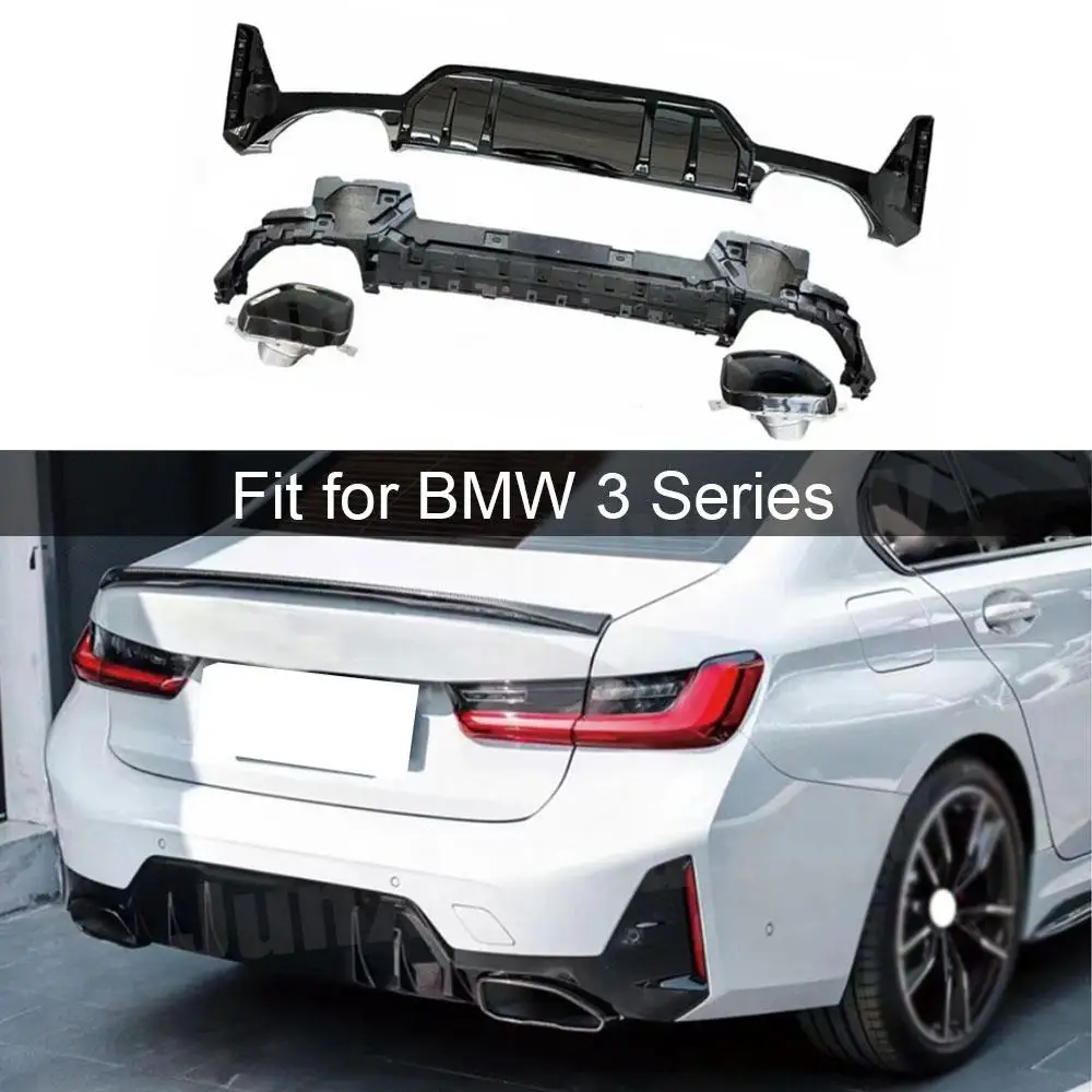 

Rear Bumper Diffuser Bodykit for BMW 3 Series G20 G21 G28 LCI M Sports 2023+ Rear Bumper Lip Chin With Exhaust Tips Car Styling