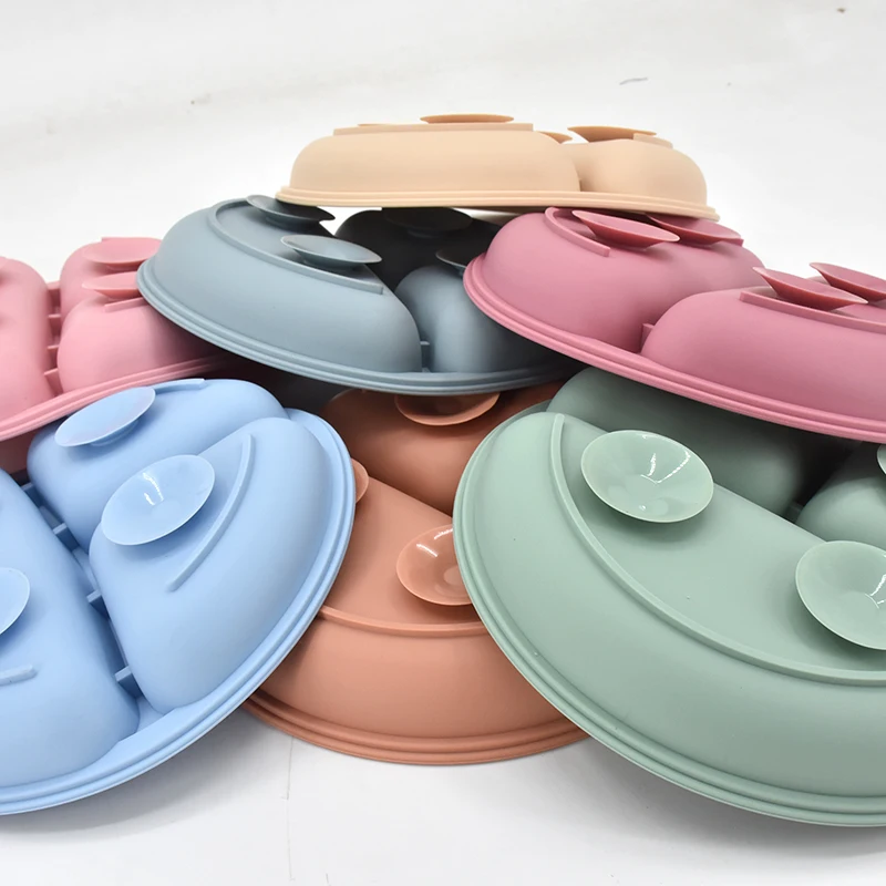 Ensemble de vaisselle en silicone souple pour bébé, vaisselle pour enfant, assiette à ventouse, bol, cuillère, fourchette, 5 pièces