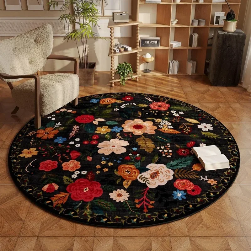 Round Carpet for Living Room, Bedroom Rug, Soft, Machine Washable, Home Decor Floor Mat, Non-Slip, Bedside Lounge Area Rugs