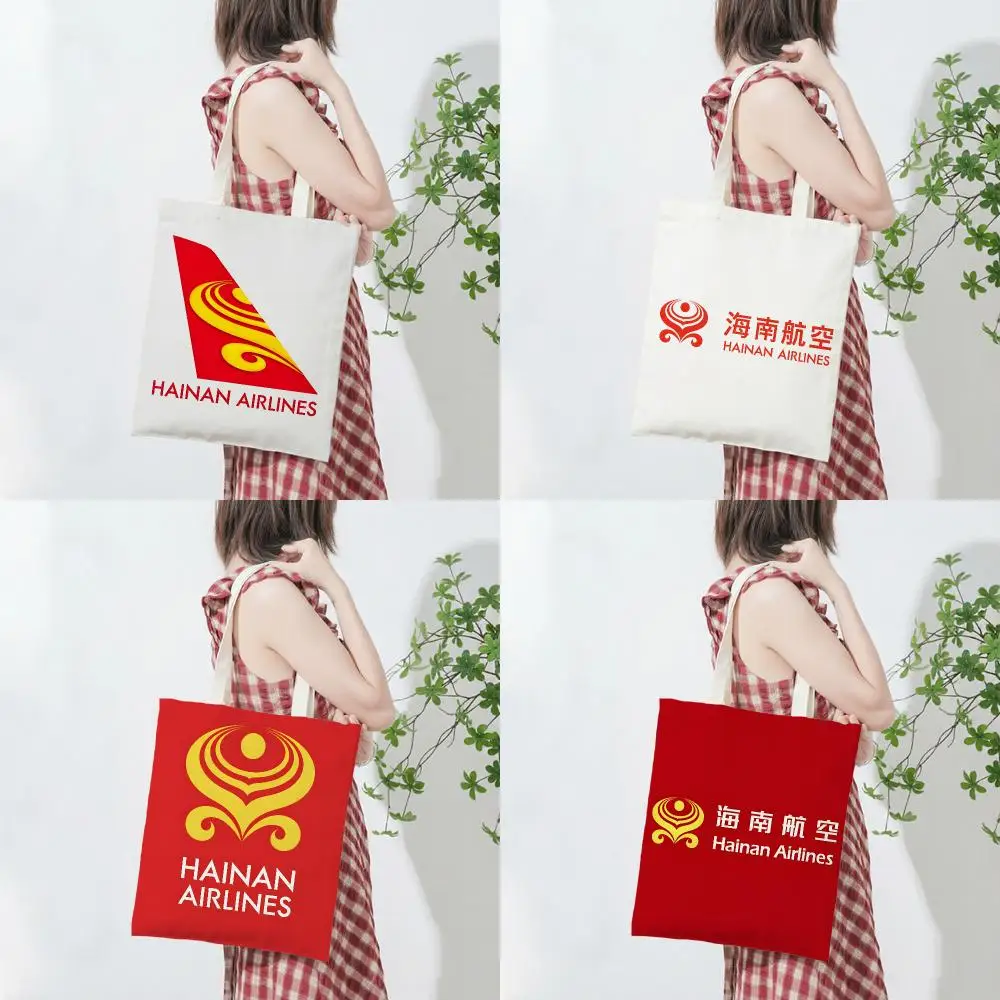 airline aviation logo H-Hainan Airlines Storage Bags Lightweight Printed Canvas Bag Portable Daily Shopping Shoulder Bag