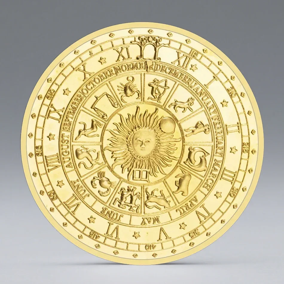 America Tarots Sun Moon Gold Plated Commemorative Coin Constellation Lucky Souvenir Coins