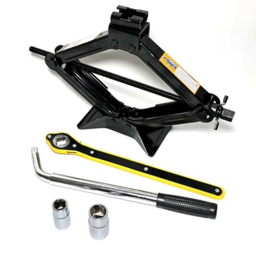 

Набор автомобильных домкратов 2 тонны (4409 фунтов), ножничный домкрат, шестигранный набор для замены шин с гаечным ключом для легковых автомобилей, внедорожников, минивэнов, черный, прочная сталь