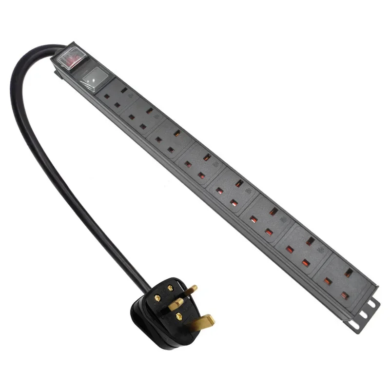 

PDU Power Strip Network Cabinet Rack UK Adapter output 8 Way socket and 13A 3500W Aluminum alloy shell 2m Extension Cord