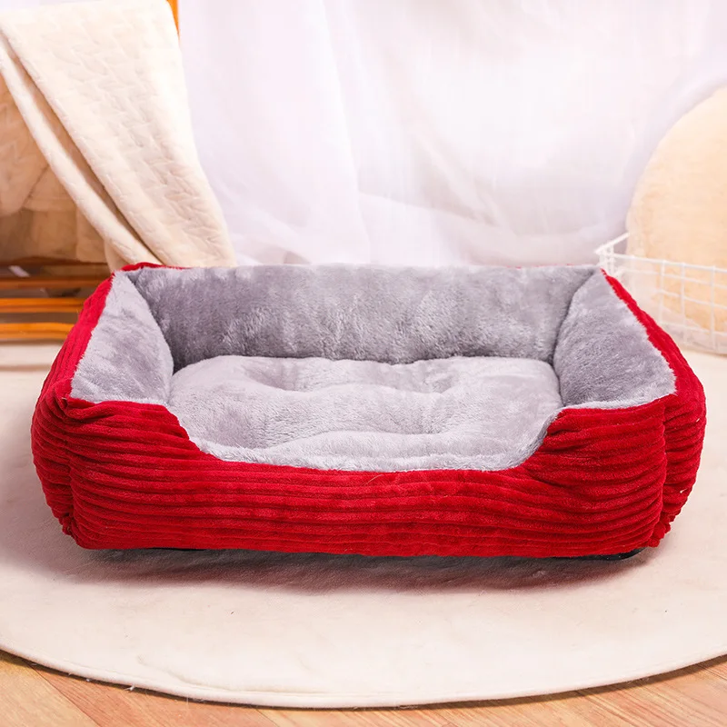 Plush Dog Bed Rectangle Kennel Cat Puppy Sofa Bed Pet House Winter Warm Beds Cushion for Small Dogs