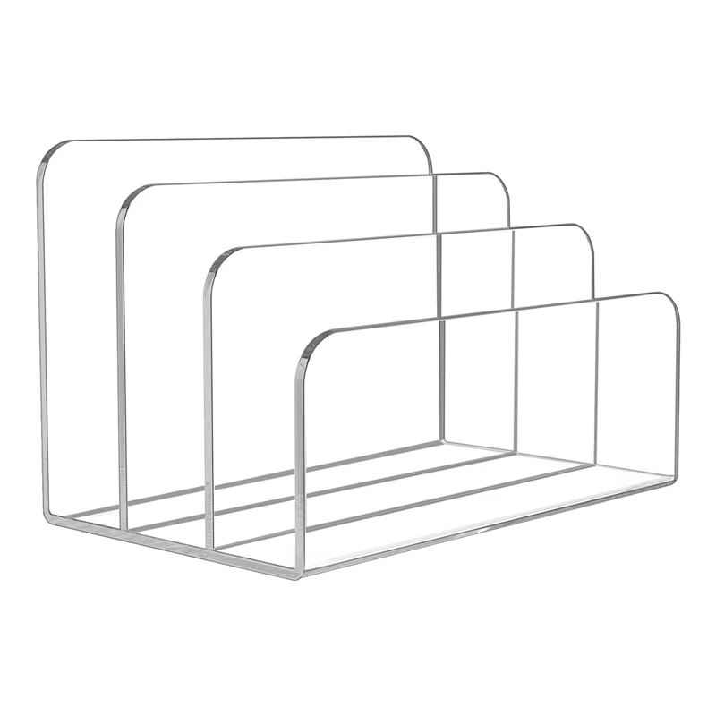 

Efficient 3 Sections Clear Acrylic File Holder Desk Organizer Holder For Documents Letter Book