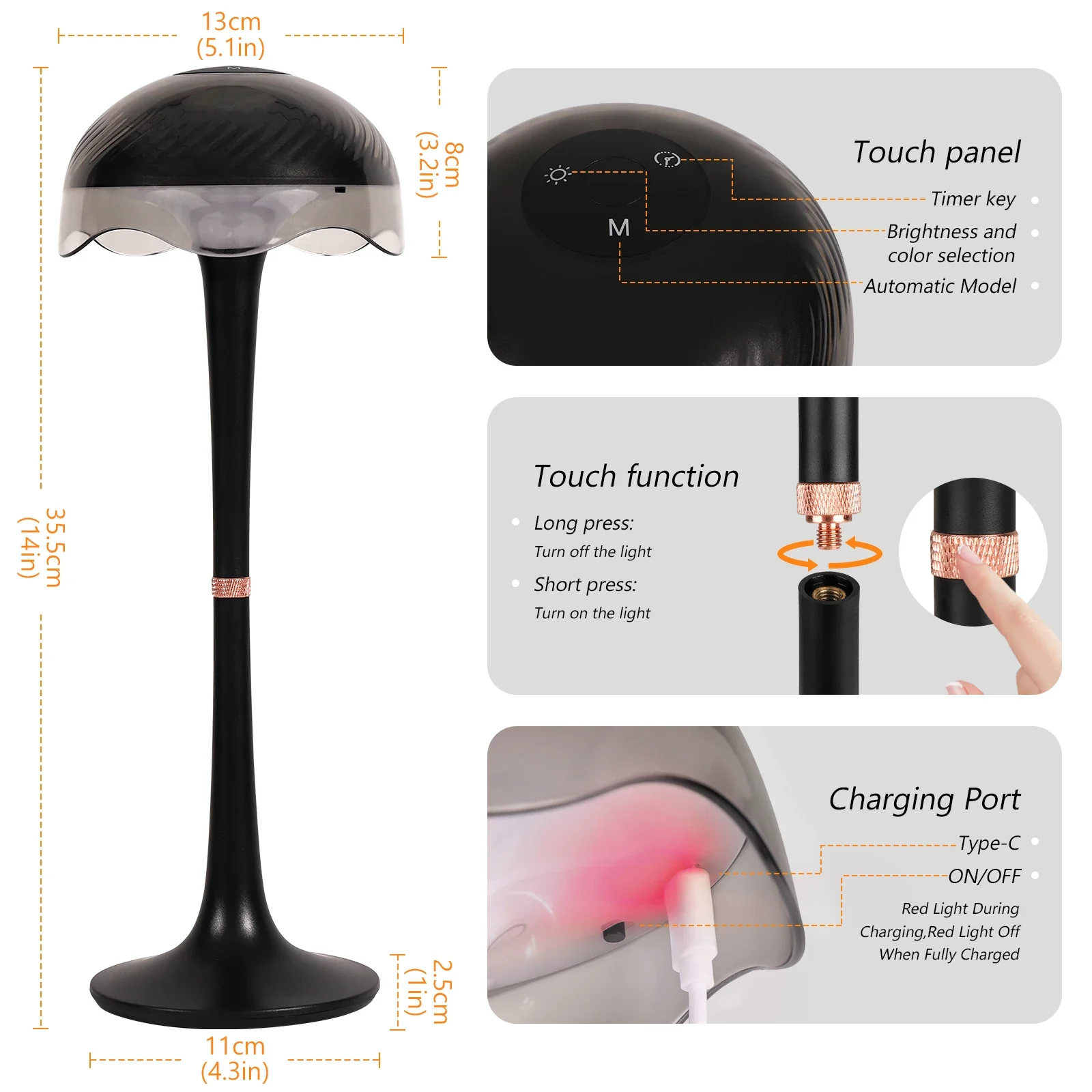 قابلة للشحن LED ضوء الليل RGB عكس الضوء اللمس الاستشعار الجدول مصباح المحيطة لمبة مكتب لغرفة النوم غرفة المعيشة فندق زخارف للحانات