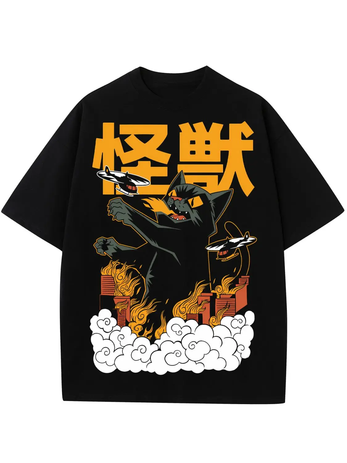 

Хлопковая футболка с короткими рукавами и принтом монстров в японском стиле в стиле хип-хоп для мужчин и женщин, летняя повседневная свободная уличная одежда