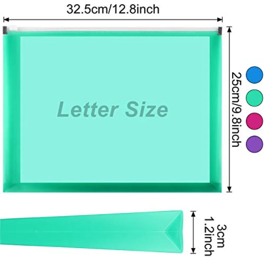 Buste in plastica da 8 pezzi Buste con cerniera in polietilene Buste in plastica espandibili con cerniera 9,8 x 12,8 Ihes 4 Colori assortiti f