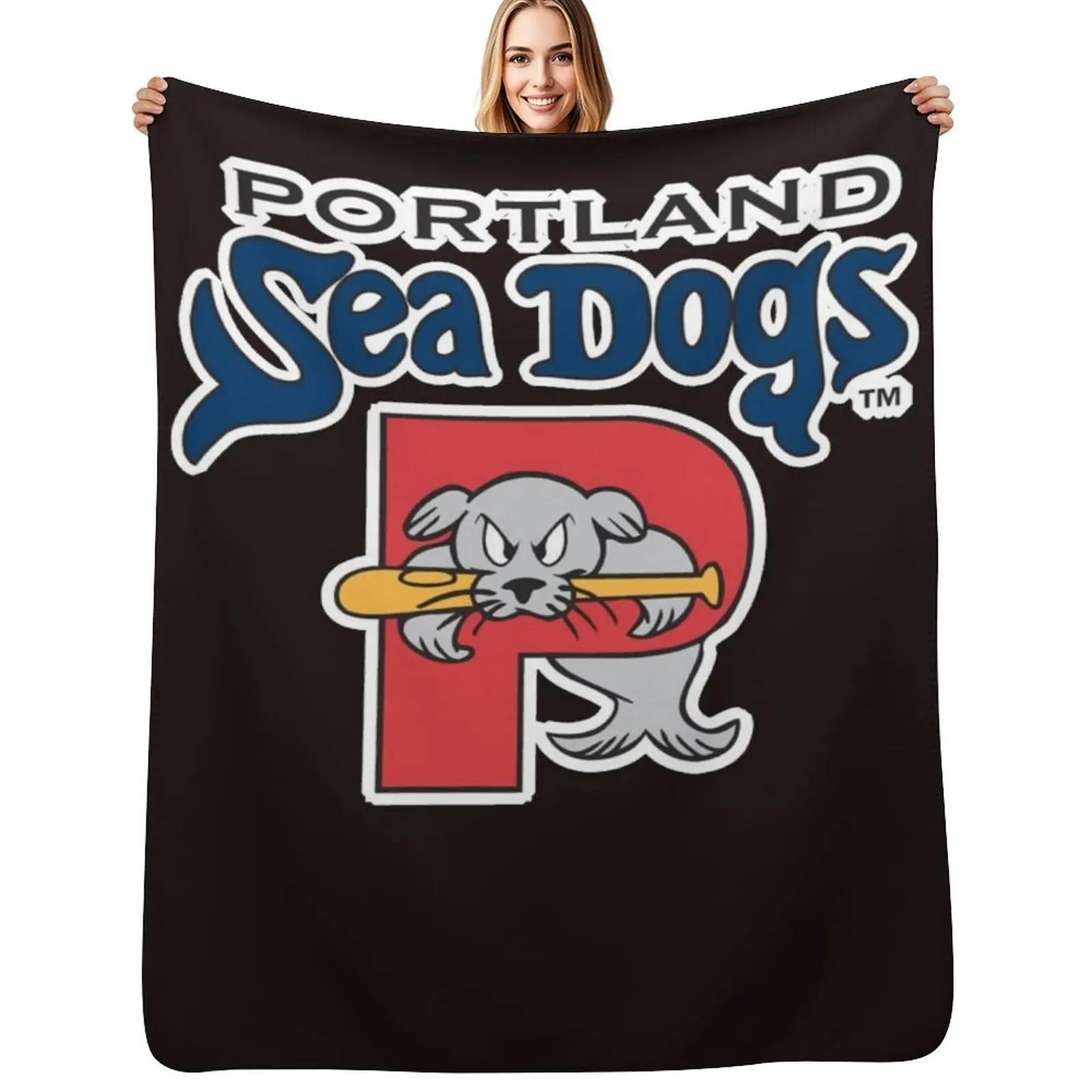 

Portland of Sea Dogs Classic T-Shirt Throw Blanket Cozy Home Blanket Gift for Christmas Holiday