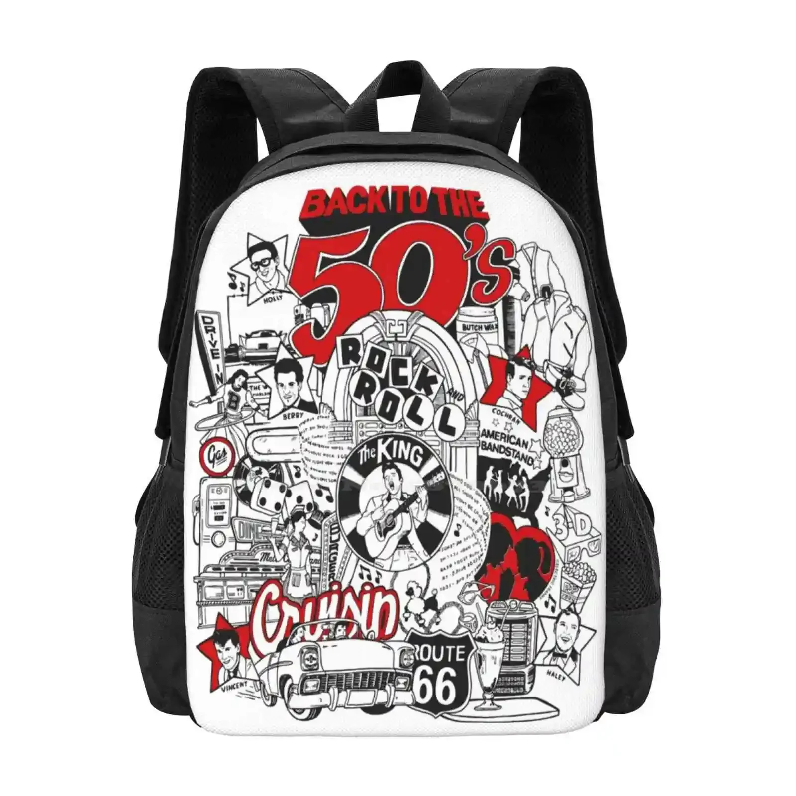 

Back To The 50S Hot Sale Schoolbag Backpack Fashion Bags 50S Rocknroll Girl Teddyboy Jukebox