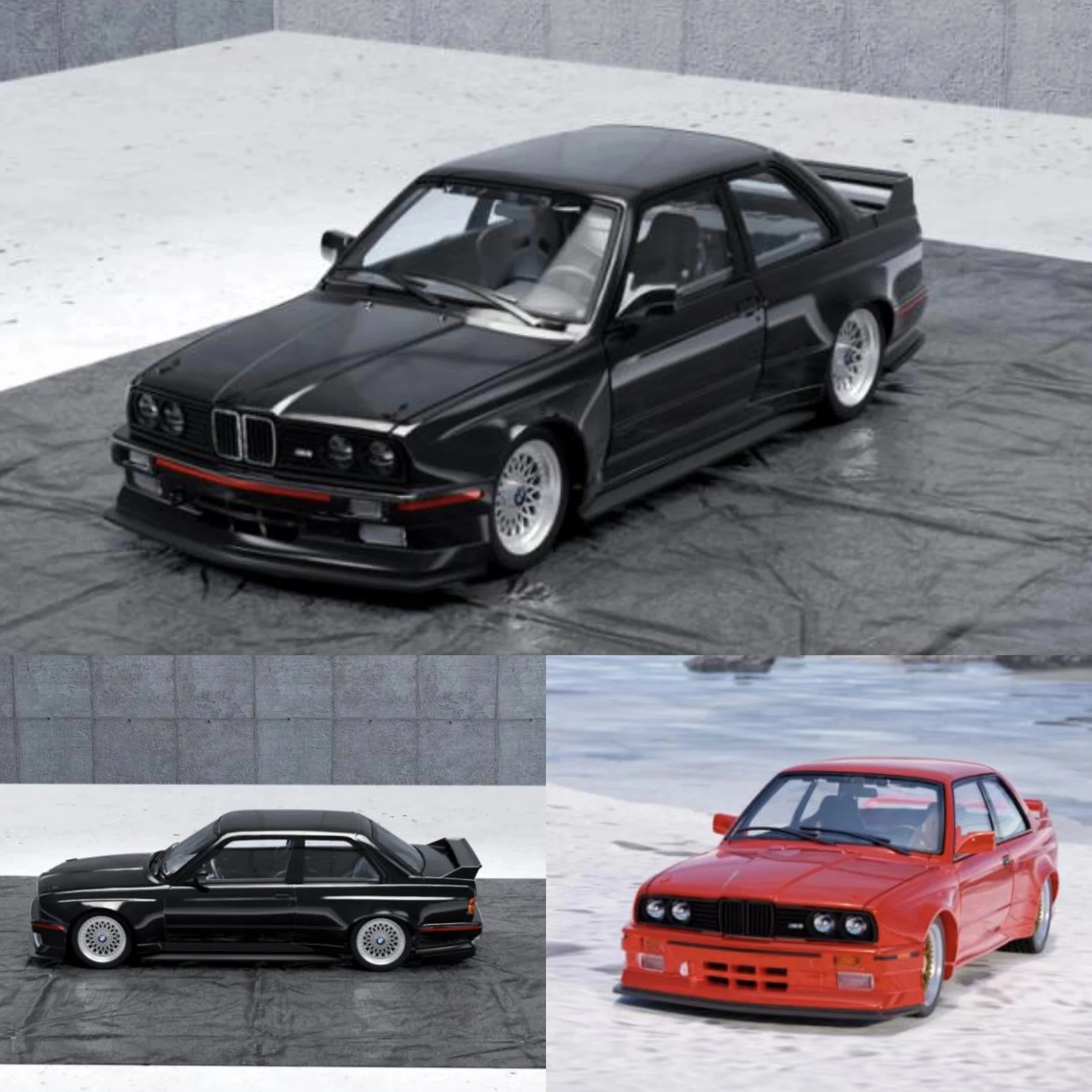 Pre-order *DCM 1:64 M Power M3 E30 Black Red Alloy car model - shipped in February