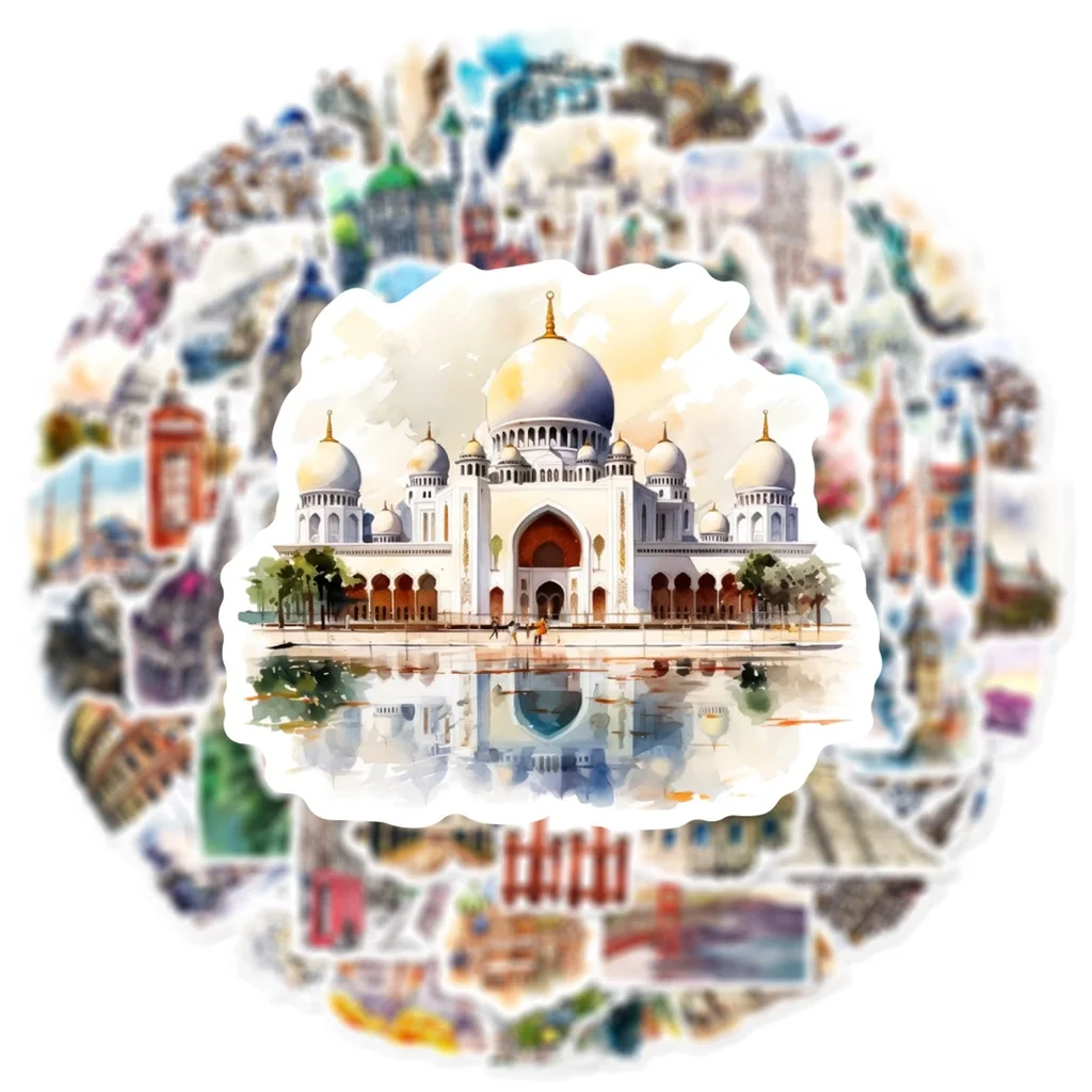 50 قطعة من ملصقات الكتابة على الجدران المقاومة للماء للهندسة المعمارية لخوذة الدراجة اليدوية مقلمة الشارات