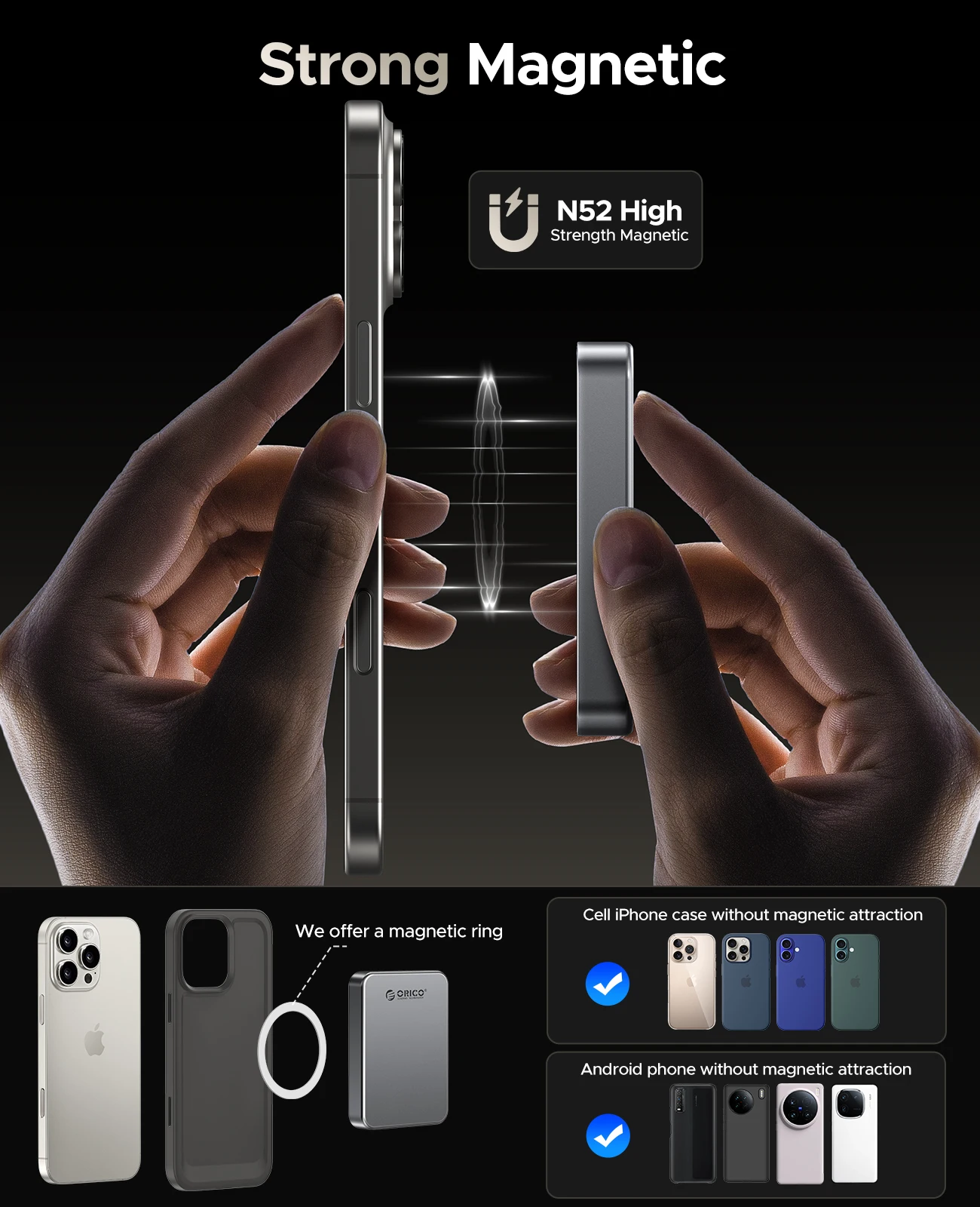 ORICO Magnetic Portable SSD Up to 460MB/s 4K 120 fps ProRes HDR Record and Store for iPhone 17 16 Pro Max Portable Solid State
