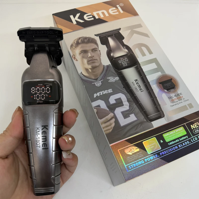 

KM-1807 Professional Hair Trimmer by Kome USB Rechargeable Cordless Hair Clippers for Men with LCD Display Hair Cutting Machine