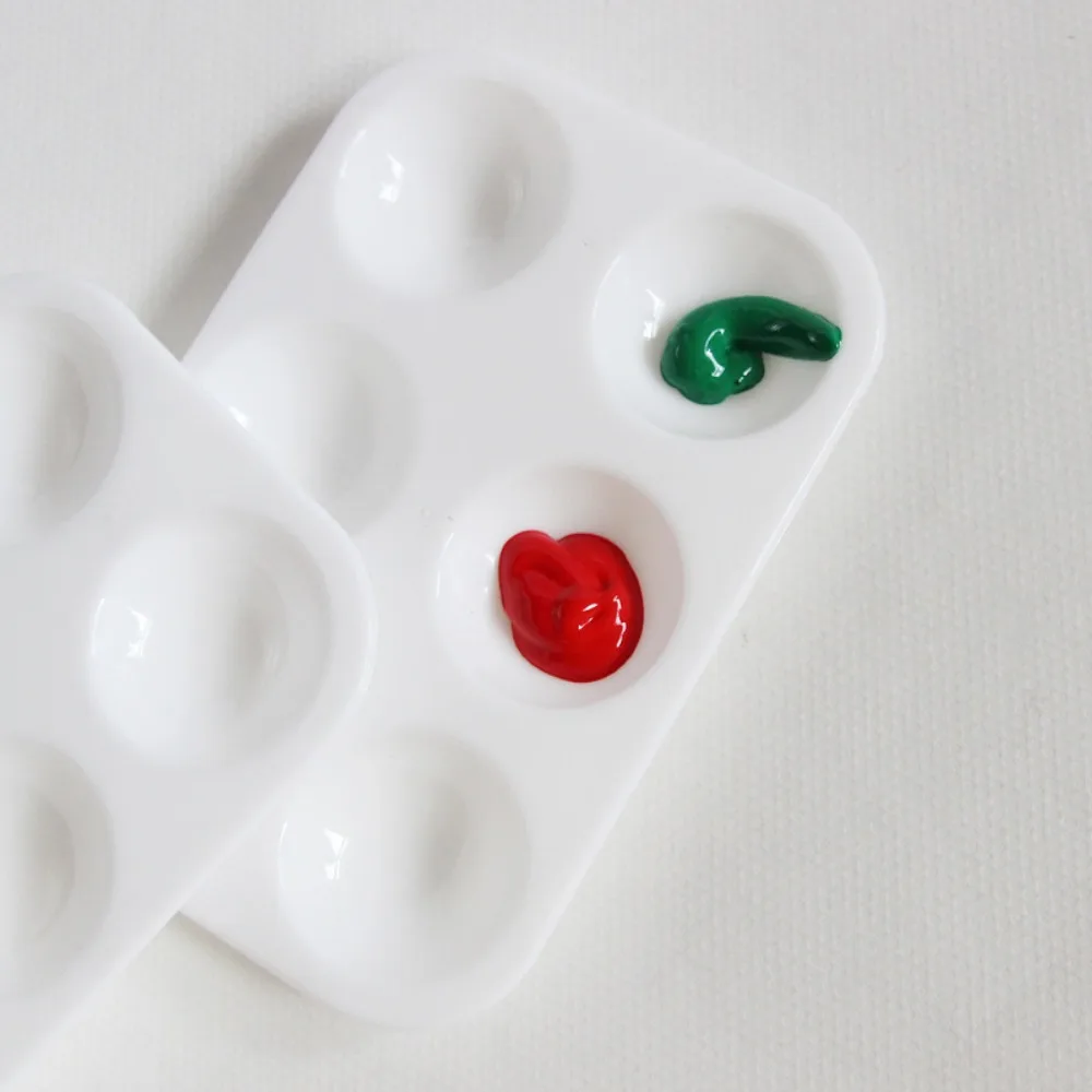 

5Pcs Painting Supplies 6 Hole Watercolor Palette White Plastic Paint Tray Art Alternatives Thickening Pigment Tray Student