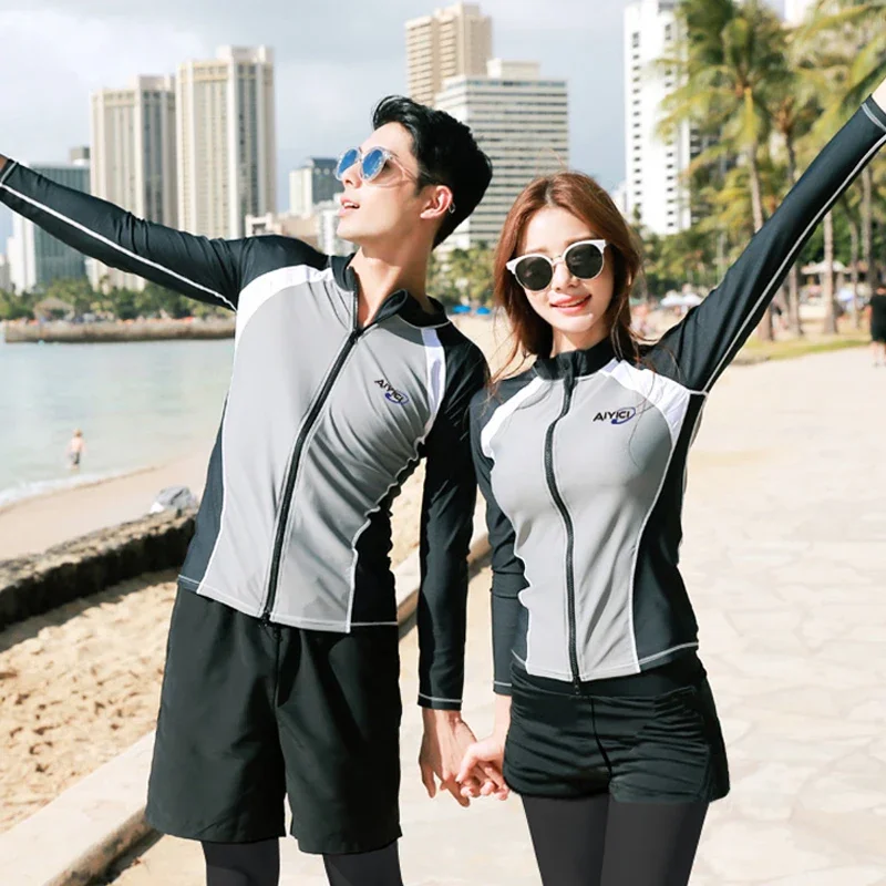 Wisuwore New Korean Couple Diving Suit Two-piece Sports Jellyfish Suit for Women and Men, Snorkeling and Surfing Swimsuit Set