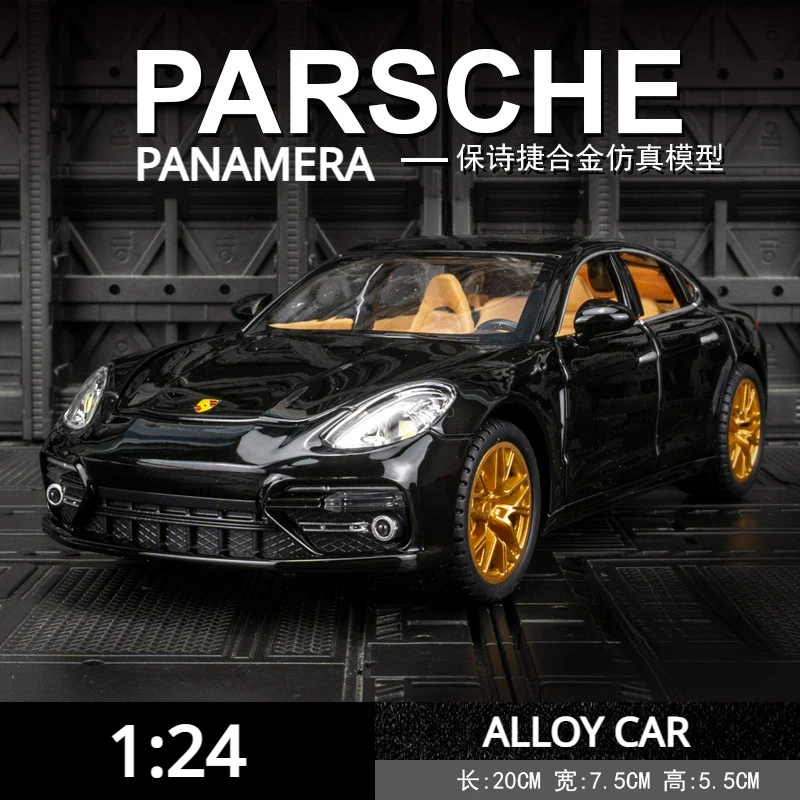 Porsche Panamera-coche deportivo de simulación para niños, modelo de aleación de Metal fundido a presión, luz de sonido, Colección Pull Back, 1:24