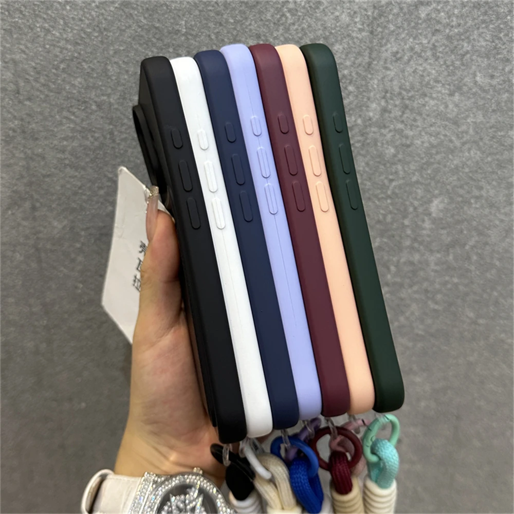 Card Slot Wallet Holder with Wrist Strap Phone Case for iPhone 13 15 16 Pro Max 11 12 14 Plus X XS XR Nylon Lanyard Bumper Cover