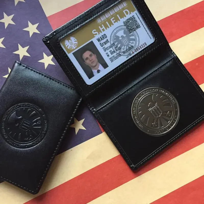 وكلاء درع S.H.I.E.L.D. حامل بطاقات الهوية محفظة جلدية هدايا للرجال كولسون وارد مايو سيمونز فيتز سكاي كوسبلاي Propb؛ 3's، 6