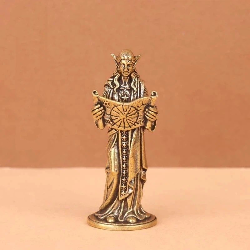 Brass Elf Prophet Statue Exquisite Detailed Carving Vintage Finish For Home Decor Display Collection
