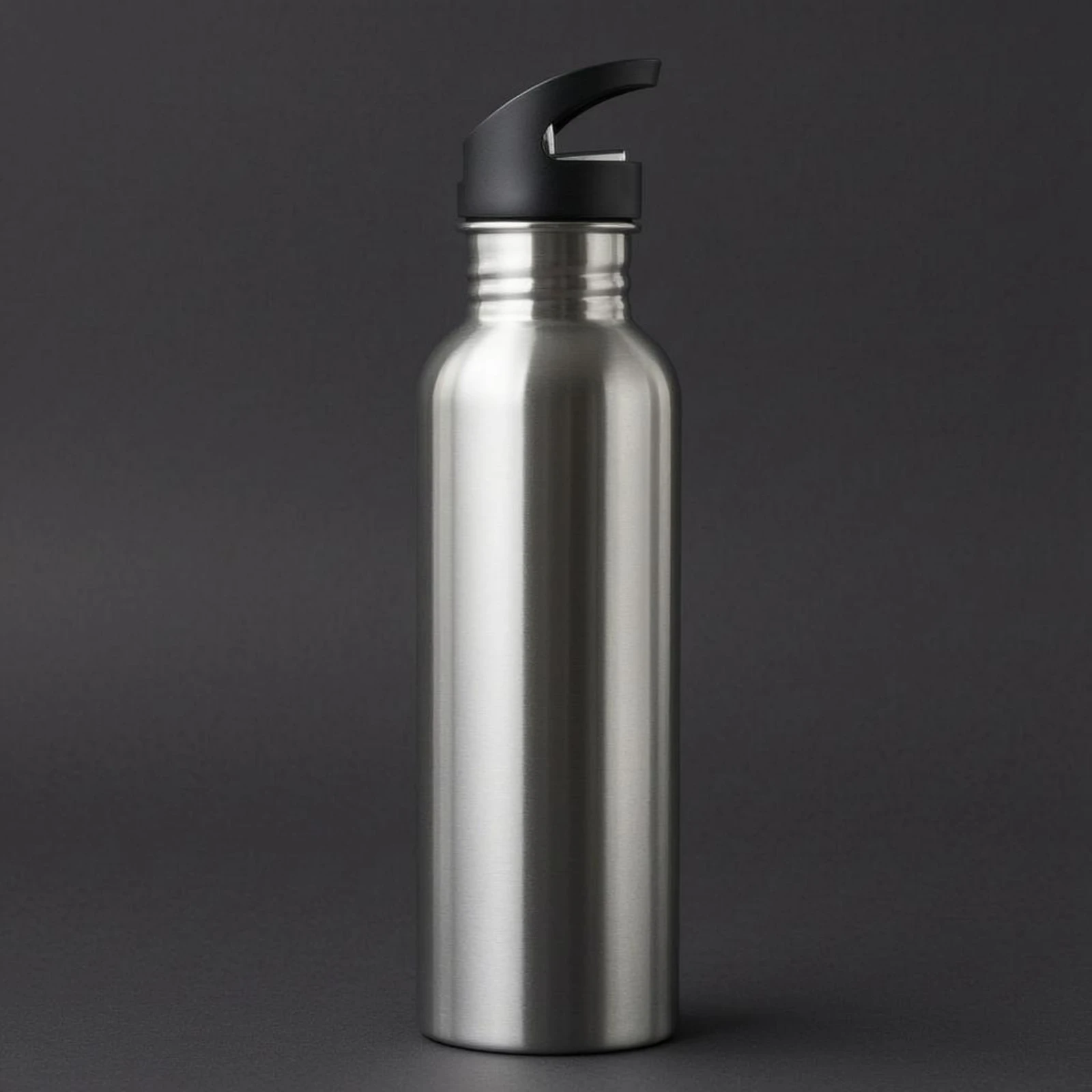 Wide-Mouth Water Bottle Carry Loop Stainless Steel Water Bottle Drinkware Black Lid Long-Lasting