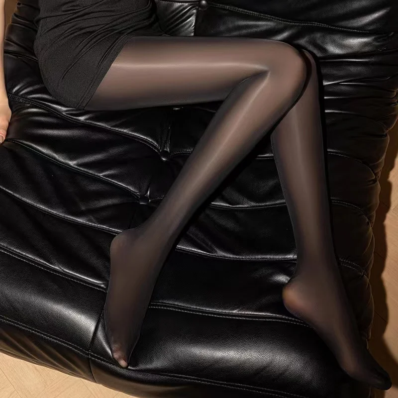 Sexy Plus-Size Stockings Oil Shine Lingerie Elastic Ultrathin Tights Clubwear Women Shiny Smooth Pantyhose