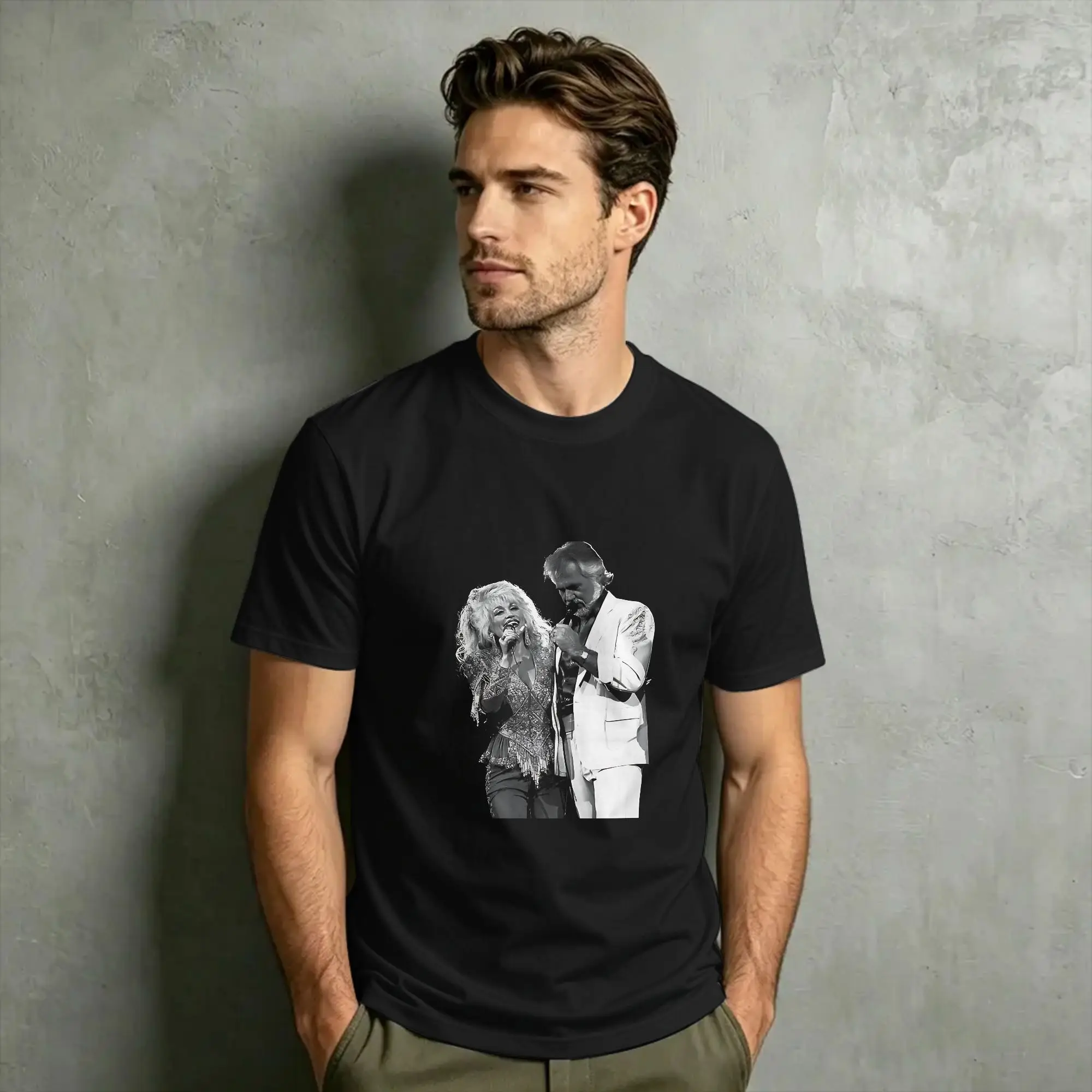 Men T-Shirt Singer Dolly Parton Vintage Cotton Tees Short Sleeve  T Shirt Crewneck Tops Plus Size