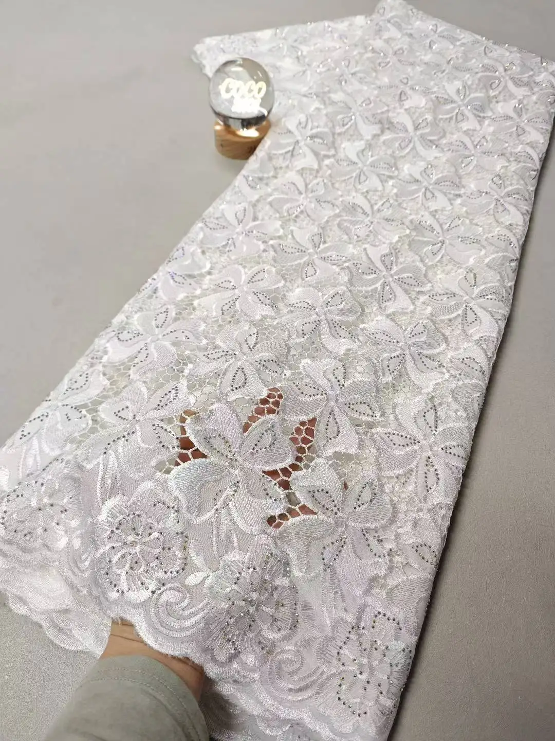 

2026 High-Quality Nigerian Tulle Lace Fabric for Wedding Dress Embroidery Sewing Sequins Party Guipure Chiffon 5Yard XL168