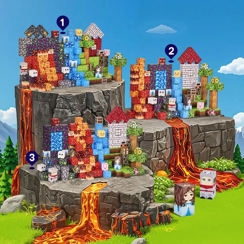 STEM 200-Piece Magnetic Building Blocks Set for Kids, Ideal for Ages 3-12, Great for Birthdays - Forest Theme