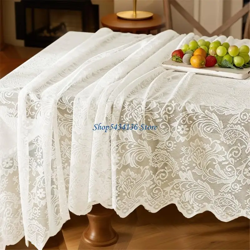 H7ED Chics Lace Tablecloth for Bridal Showers and Birthday Parties, Craft from Durability Polyester Table Linen Accessories