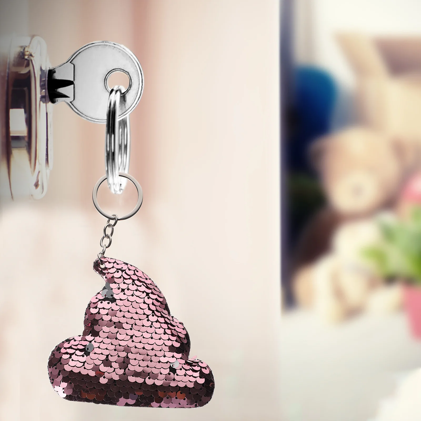 4 Pcs Poop Keychain Creative Bag Hanging Ornament Pendants Keys Decorations Sequins Backpack Car Pendents Lovers