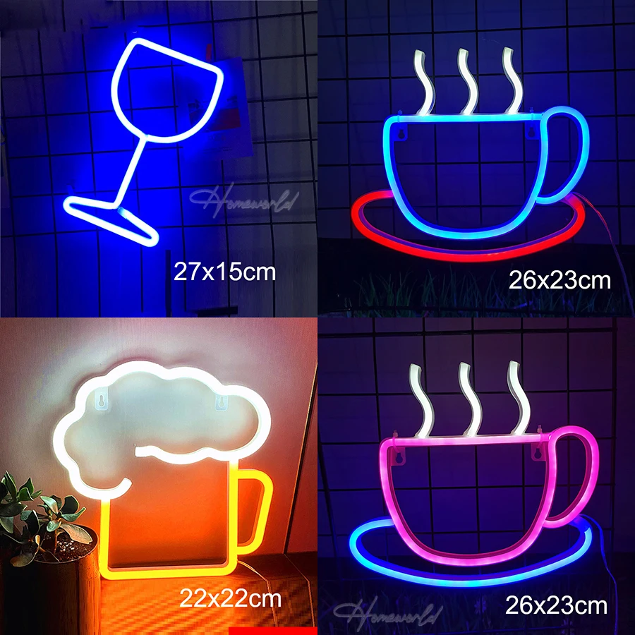 

Coffee Cup Neon Sign LED Beer Mug Shape Decoration Lamp for Café Cafe Shop Station Restaurant Wall Room Pub Party Tea