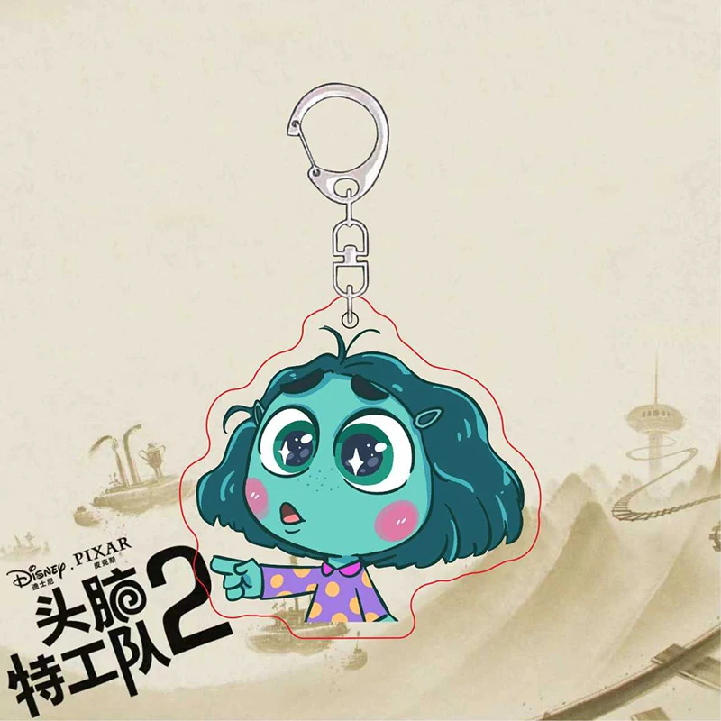 Inside Out 2 Keychain Kawaii Disney Anxiety Envy Anime Student Schoolbag Cute Bag Pendant Hanging Decorations Toys Girls