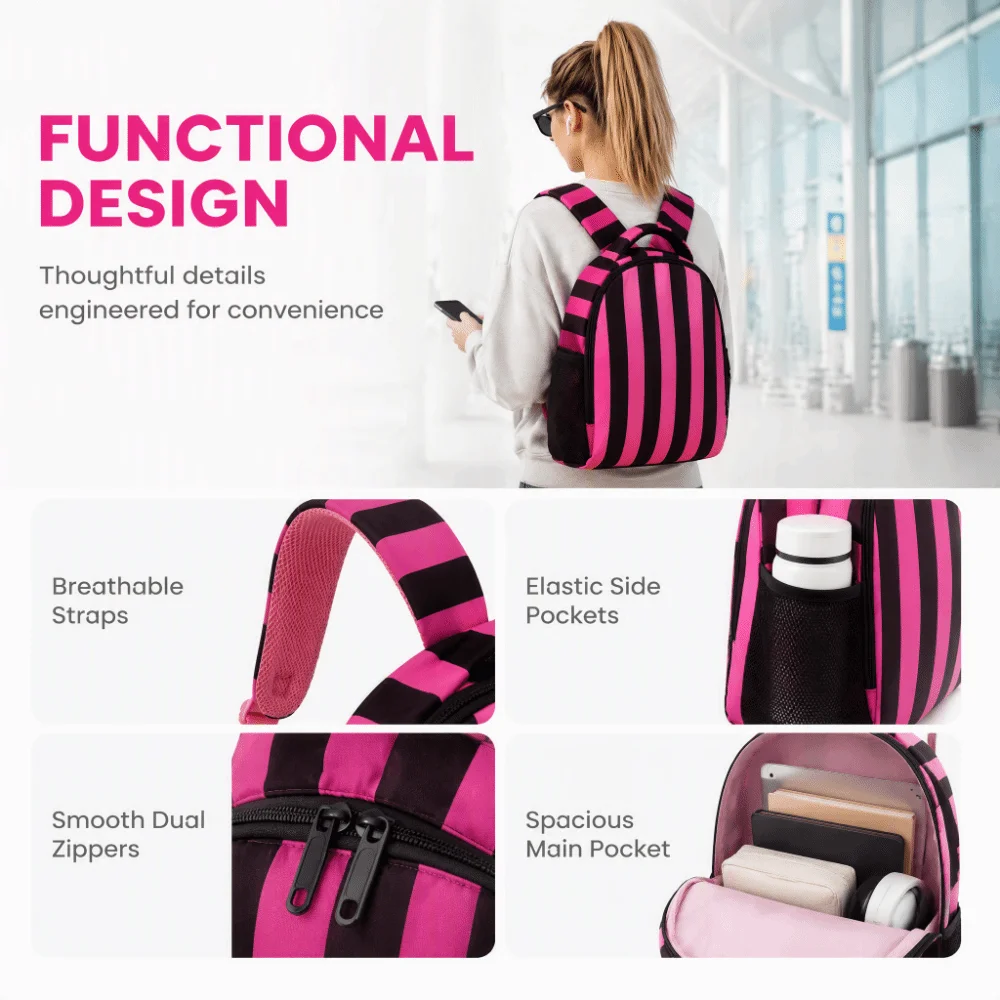 Fashionable Korean-style Striped Backpack Preppy Style Color-blocked Large Capacity School Bag Cute Durable