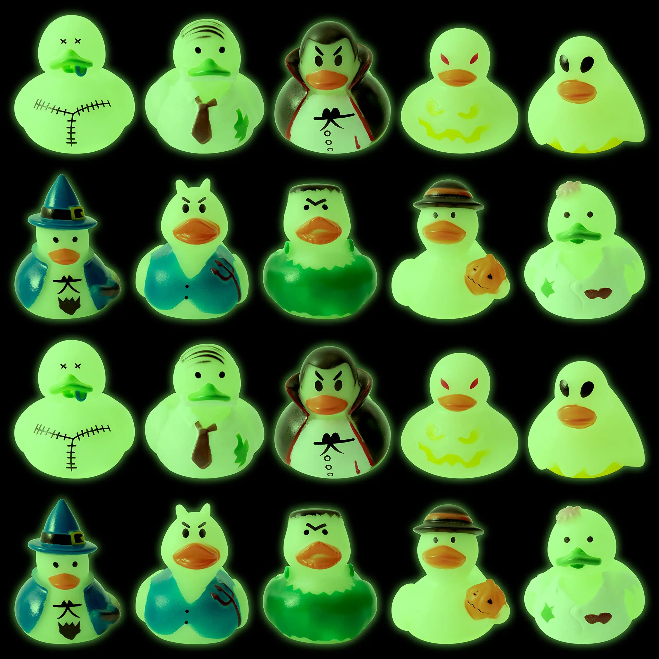 Glow in The Dark halloween Rubber Duck Toy Novelty Pumpkin Bat Wizard Bathtub Squeeze Duck for Kid Classroom Gift Goodie Filler