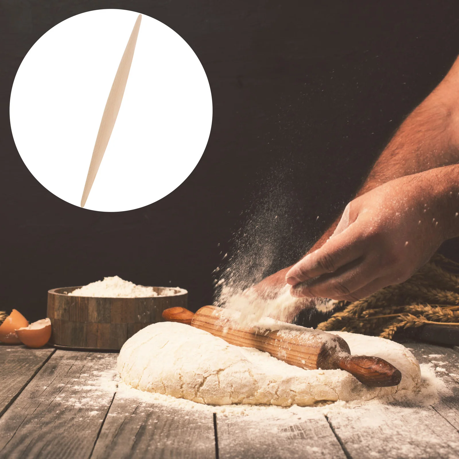 

Solid Wood Rolling Pin 39Cm X 2.8Cm Dough Pastry Roller For Fondant Cake Noodle Baking Tool Kitchen Utensil Wooden Baking