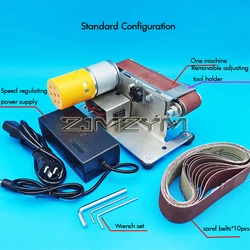 Multifunctional Mini Electric Belt Sander DIY Polishing Grinding Machine Cutter Edges Sharpener Grinder With10PCS Belt