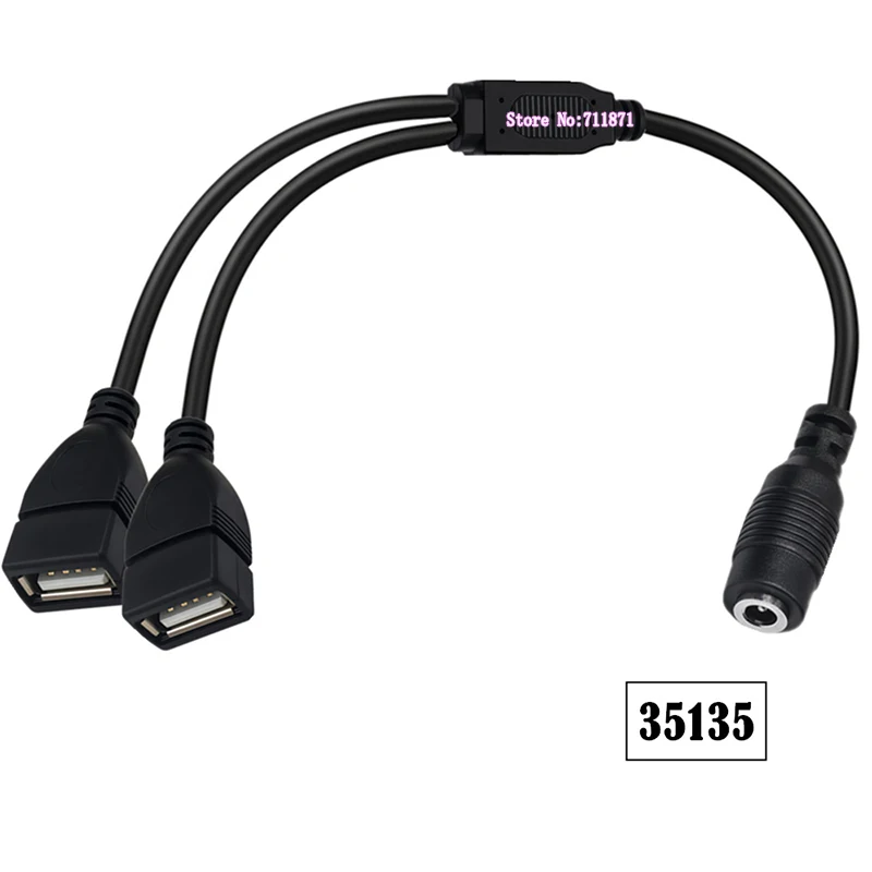 تيار مستمر 5521 5525 35135 Usb وصلة كابل الطاقة 5.5*2.1 5.5*2.5 3.5*1.35 أنثى إلى 2 اثنين مزدوج Usb أنثى تيار مستمر سلك خط الطاقة تيار مستمر 2 Usb F #5