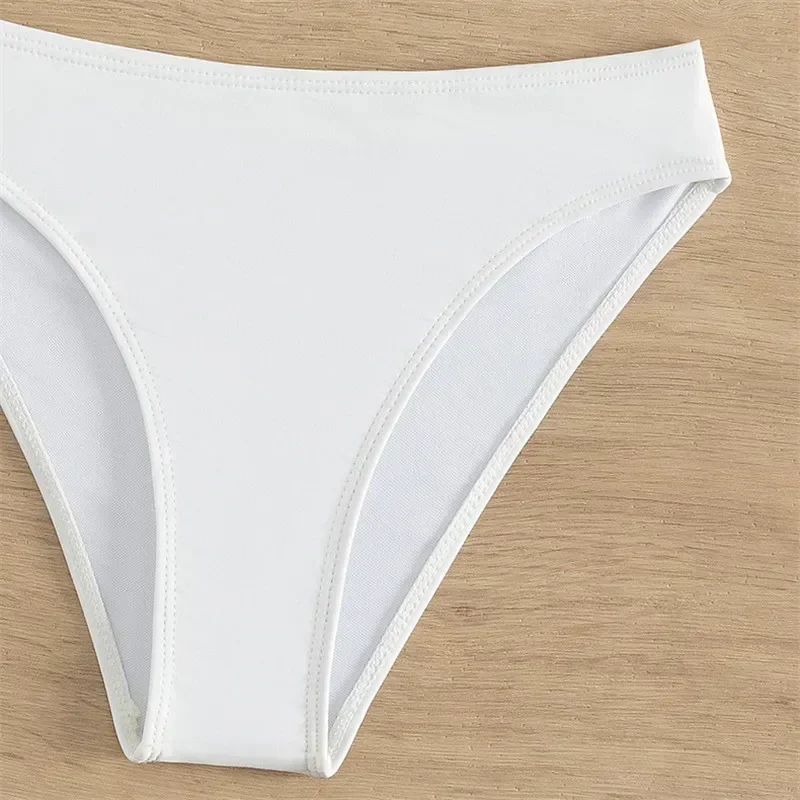 Sexy 3d flor branco bandeau bikini cintura alta banho 2024 mulheres push up maiôs maiô conjuntos de biquinis de mujer banhistas