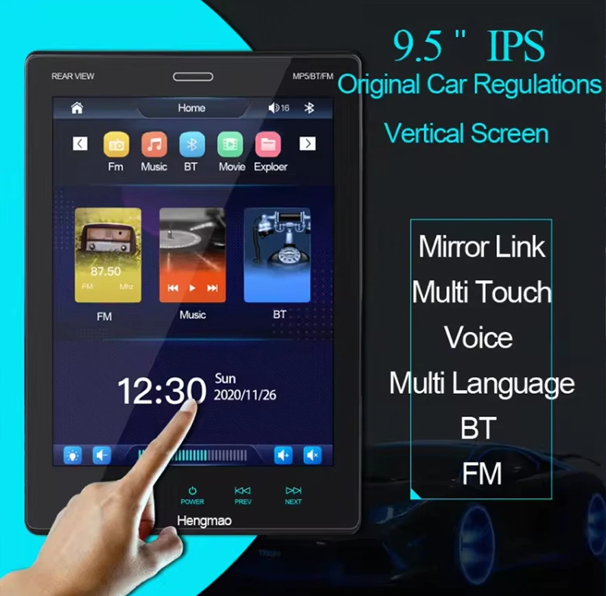 شاشة عالمية متعددة الوسائط تعمل باللمس للسيارة ، عمودي Ips ، راديو ، مشغل MP5 ، نمط تسلا ، 1 دين واحد ، ، ، ،"