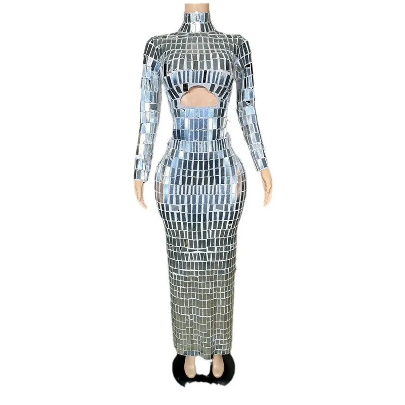 

Silver Sequins With Split Ends Personalized Evening Clothes Studio Exhibition Hall Model Catwalk Livehouse Performance Clothes