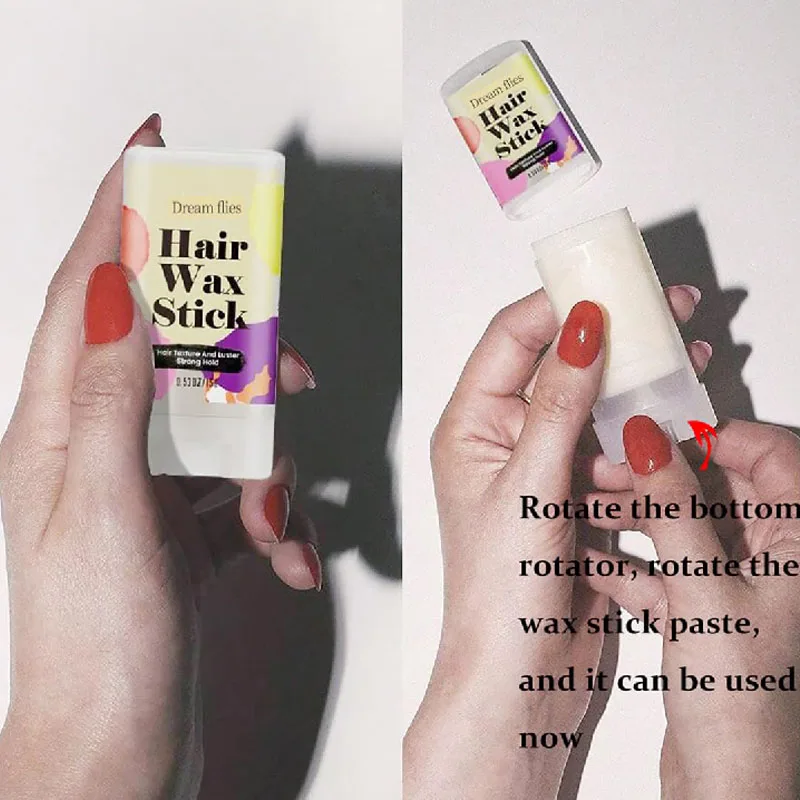 15g Portable Hair Wax Stick Hair Styling Wax Hair Molding Stick Non-greasy Hair Wax With 3PCS Edge Brush For Edge Curly Hair