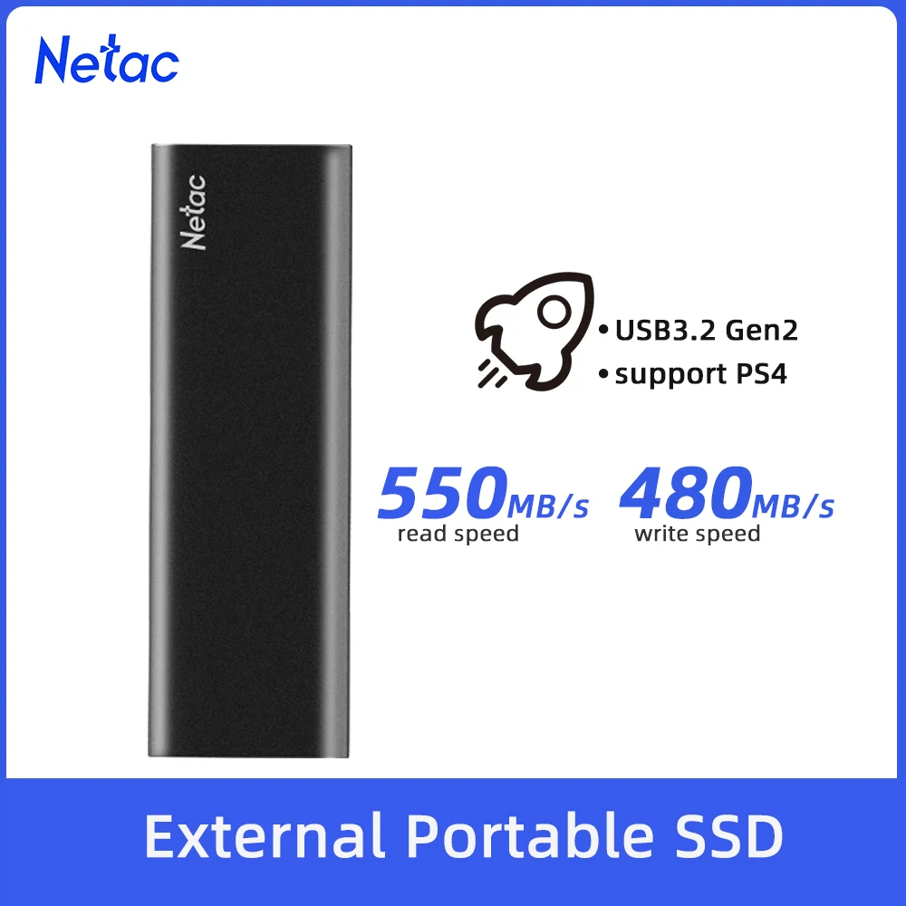 Netac External Portable SSD 250GB 500GB 1TB 2TB SSD Solid Hard Drive External USB 3.1 Type C For Laptop Businessman