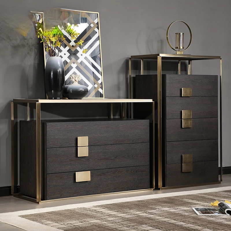 Luxury Bedroom Chest of Drawers Italian Minimalist Complete Chest of Drawers Rock Plate Living Room Wall Storage Drawer Cabinet