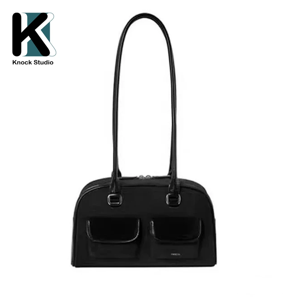 Knock PU Leather Bowling Box Handbag for Women, Boston Tote Bag, Trendy Female Accessory, Korean Designer