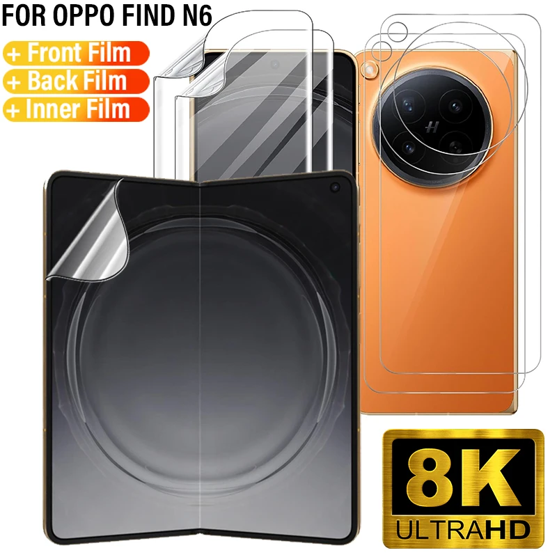 Protecteurs d'écran avant + arrière + intérieur pour OPPO Find N6, couverture complète, films de protection en Hydrogel TPU souple, pas en verre pour OPPO Find N6
