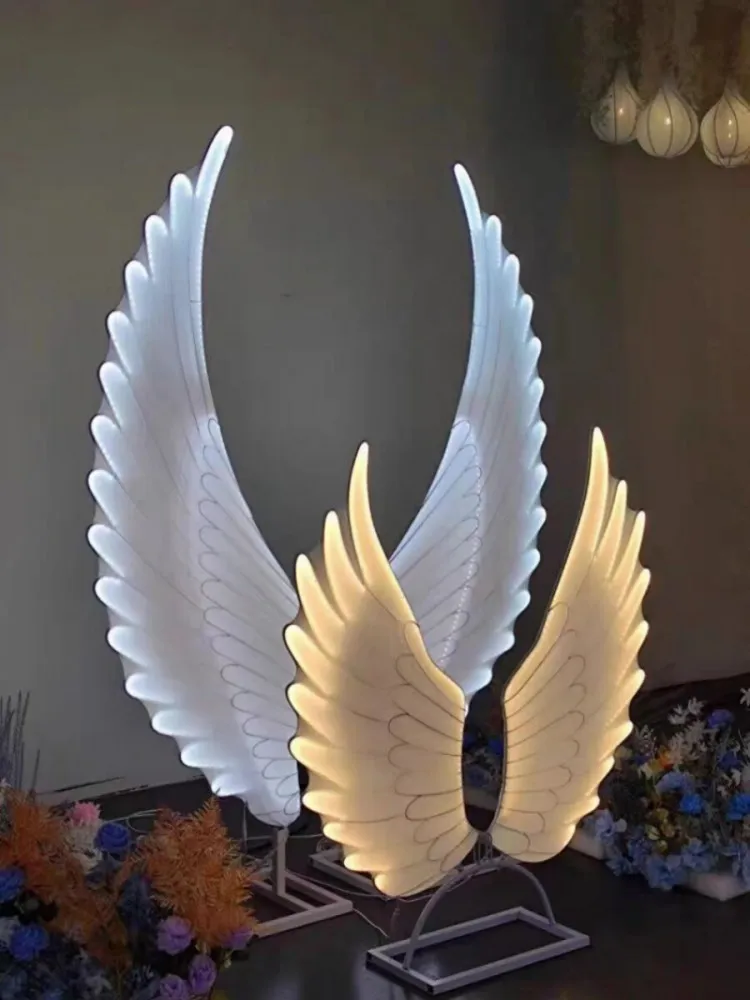 

Wedding Background Props LED Luminescent Angel Wings Modern Fairy Ｗings T Stage Shining Road Lead Outdoor T Stage Hotel Decor